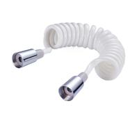Tubo telescopico per doccia, Tubo flessibile telescopico a molla for bidet con schiuma for doccia tappo in rame, 1,5 m, bianco