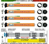TUBOLARI 4 MOTORI 220 V TRAZIONE SERRANDE 3X60+1X90 KG TAPPARELLE 4 STAFFE L REG