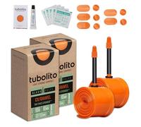 Tubolito CX/Gravel 700C x 32-50 mm, confezione da 2, valvola Presta da 42 mm, leggera, forte e compatta, compatibilità con cerchioni e freni a disco (700 x 32-50 mm, valvola Presta nera da 42 mm)