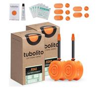 Tubolito Road 700C x 18-32 mm, confezione da 2, leggero, forte e compatto, compatibilità con cerchioni e freni a disco, 2 protezioni antiforatura (700C x 18-32 mm, valvola Presta nera da 60 mm)