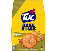 Tuc Bake Rolls, Gusto Pomodoro e Olive, Chips di Pane Cotte al Forno, Sottili e Croccanti, 150g [Pacco da 8]