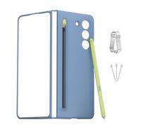 TUCANA Custodia sottile S Pen e custodia per telefono compatibile con Galaxy Z Fold5, slot di archiviazione e supporto per Slim S Pen Fold Edition senza Bluetooth + 2 punte (blu ghiaccio)