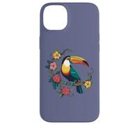 Tucano appollaiato sul ramo floreale Uccello Tropicale Fauna Custodia per iPhone 14 Plus