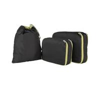 Tucano, Piego Set Organizer Valigia Salvaspazio, Set 3 Packing Cubes con Sacca Scarpe, Organizer Viaggio in Tessuto Riciclato con Doppio Scomparto, 36x26x8 cm, Nero