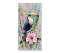 Tucano tropicale copertura per porta striscioni decorativi, colorati uccelli natura floreale decorazione per porta d'ingresso, interni ed esterni, tema tropicale, 91 x 182 cm