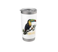 Tucano tropicale dal becco a chiglia del Belize con dettagli floreali decorati Bicchiere termico in acciaio inox doppia parete