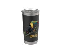 Tucano tropicale dal becco a chiglia del Belize con dettagli floreali decorati Bicchiere termico in acciaio inox doppia parete