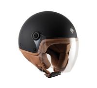 Tucano Urbano casco demi jet unisex EL'JETTIN 6.0. Casco moto in policarbonato, casco scooter small fit. Calotta XS-M ed L-XXL . Casco estate inverno. Casco omologato ECE 22.06 Nero Opaco Tg. S