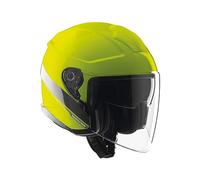 Tucano Urbano casco jet unisex EL'MAX. Casco moto in policarbonato, casco scooter mobilità extra urbana con doppia visiera e ventilazione Clima System. Casco omologato ECE 22.06 Giallo fluo Tg. XL