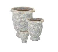 TucanoHamburg Vaso per fiori/Piantatore, vaso in gres smaltato, modello set da 3 Anduze Luna, resistente al gelo e fatto a mano