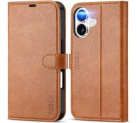 TUCCH Cover per iPhone 17 6,3-pollici 5G 2025 [Blocco RFID] Portafoglio | Custodia Pelle PU Antiurto TPU, Cavalletto Slot Schede Elevata Protezione Chiusura Magnetica, Marrone Chiaro Testurizzato