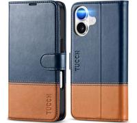 TUCCH Cover per iPhone 17 6,3-pollici 5G 2025 [Blocco RFID] Portafoglio | Custodia Pelle Sintetica Antiurto, Funzione Supporto Slot Schede Protezione Totale Chiusura Magnetica, Blu & Marrone
