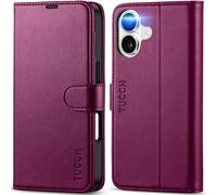 TUCCH Cover per iPhone 17 6,3-pollici 5G 2025 Portafoglio [Blocco RFID] | Custodia Pelle Sintetica TPU Antiurto, Funzione Supporto Slot Schede Protezione Completa Chiusura Magnetica, Viola Prugna