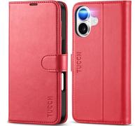 TUCCH Custodia per iPhone 17 6,3-pollici 5G 2025 [RFID Blocking] Portafoglio | Cover Pelle Sintetica Antiurto, Funzione di Supporto Slot per Schede Protezione Completa Chiusura Magnetica, Rosso