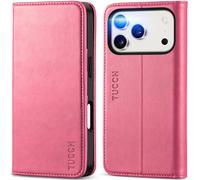TUCCH Custodia per iPhone 17 Pro 6,3-pollici 5G 2025 [Blocco RFID] Portafoglio | Flip Caso Libro Folio Cover Pelle Sintetica TPU Antiurto, Supporto 3 Slot per Schede Protezione Integrale, Rosa Vif