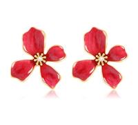 TUCEWP Graziosi orecchini a fiore rosso vintage fiore orecchini pendenti alla moda moda perla orecchini chic eleganti smalto floreale orecchini per donne mamma vacanza matrimonio compleanno gioielli
