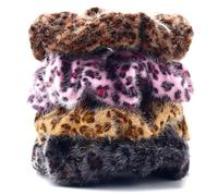 TUCEWP Scrunchies con stampa leopardata per donne e ragazze, 4 pezzi, in velluto marrone rosa, elastici per capelli lunghi e spessi, morbidi elastici per capelli con ghepardo, graziosi supporti per