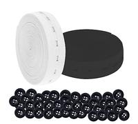 Tucireat Nastro Elastico con Foro per Bottoni 2 Rotoli Occhiello Elastico Fasce da Cucire Fasce Elastiche Piatti con Asole Bobina Elastica con Bottoni Fascia Elastica Cucitura con 10 Bottoni in Resina