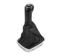 TUCKBOLD Pomello del cambio manuale a 5 velocità con copertura per VW Polo N.6R0711113 | Pomello leva del cambio scatola del cambio Nero Tono Argento Plastica Ecopelle 1 pezzo