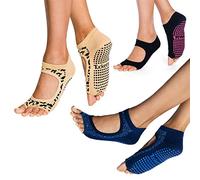 Tucketts, Calze da pilates senza dita con grip per donna, calzini antiscivolo per yoga e barre per stabilità e allenamenti a piedi nudi, taglia 6-13, Small-Medium