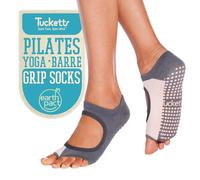 Tucketts Calzini da pilates con antiscivolo, da donna, calzini senza dita per yoga, antiscivolo, calzini antiscivolo per la casa, taglia 34-43, Large-X-Large