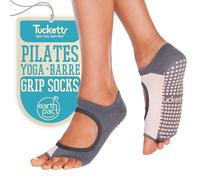 Tucketts Womens Yoga Toe Socks, Toeless Non Slip Skid Grippy - Allegro Style (Grigio arrossisce)