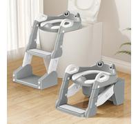 TuckInn Sedile WC 2 in 1 per bambini, Vasino Pipi per Bambini, con scale, per ragazzi, ragazze, aggiornato, 2 in 1, con scale, con orinatoio e paraspruzzi (grigio)