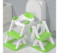 TuckInn Vasino da allenamento, sedile WC per bambini, 2 in 1, vasino da allenamento, WC con passo, sgabello, conduttore morbido e imbottito, paraspruzzi (verde-bianco)