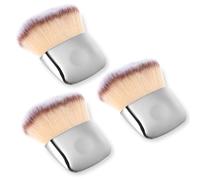 Tucnoeu 3 pennelli per fondotinta, 6,5 x 4,7 cm, colore argento, con setole morbide per viso e corpo