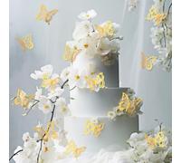 Tucnoeu 48 decorazioni per cupcake a forma di farfalla, 3D dorate, per mazzi di fiori, decorazioni per torte, 8 stili, 8 dimensioni, decalcomanie da parete vuote per aule e decorazioni per matrimoni