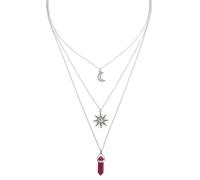 Tucnoeu Collana gotica a strati con sole e luna, collane a strati in argento per donne, gioielli gotici, collana da strega gotica per Halloween, regalo di Natale