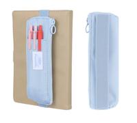 TucnoeuPortapenne per notebook, piccolo portapenne con cerniera e fascia elastica regolabile, per copertina rigida, quaderni, libri (blu)