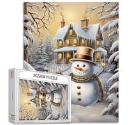 Tucocoo 1000 pezzi puzzle per adulti scena invernale pupazzo di neve puzzle cottage in villaggio Natale arte puzzle per impegnativo gioco di attività familiari fai da te puzzle decorazione da parete