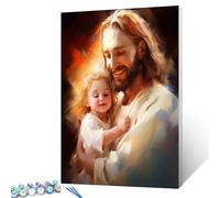 Tucocoo Angel Baby Girl Paint by Number per adulti, kit di pittura a olio fai da te su tela con pennelli e pigmento acrilico, immagini di Gesù sorridente dolcemente divina misericordia per la