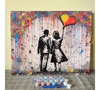 Tucocoo Banksy Pop Art Dipingere con i numeri, per adulti, Street Couple fai da te, kit per pittura a olio su tela con pennelli e pigmenti acrilici, amanti dei graffiti, immagine per decorazione