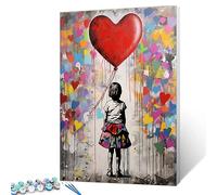 Tucocoo Dipingere con i numeri per adulti, set di pittura digitale a olio fai da te su tela con pennelli e pigmento acrilico, Banksy Little Girl Street Love opera d'arte per decorazione domestica,