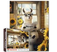 Tucocoo Divertente puzzle da bagno a forma di lama per adulti, puzzle da 1000 pezzi con occhiali che indossa lama che legge giornale sul WC, umorismo animale eccentrico, regalo stimolante puzzle