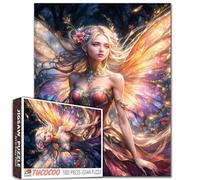 Tucocoo Elegant Fairy Queen, puzzle da 1000 pezzi per adulti, fatina notturna incantata con ali luminose e fiori, decorazione per la casa, regalo impegnativo per donne e amanti del puzzle