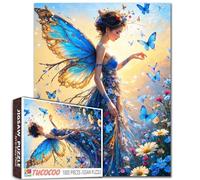 Tucocoo Enchanted Fairy Jigsaw Puzzle per adulti 1000 pezzi, ragazza con farfalle e fiori - Puzzle fantasy blu artistico, regalo stimolante e divertente per donne, adolescenti e amanti dei puzzle