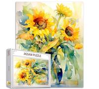 Tucocoo Girasoli Puzzle per adulti 1000 pezzi, puzzle astratto acquerello floreale arte 50 x 68 cm puzzle colorati fai da te per la decorazione della casa, puzzle familiare perfetto per serate di