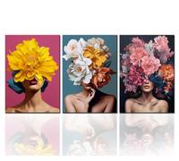 Tucocoo Grande arte da parete per soggiorno Bella testa di fiore immagini femminili quadri donne nordiche quadri moda ragazza tela arte moderna decorazione per la casa incorniciato galleria avvolto