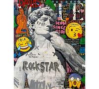 Tucocoo Kit di pittura fai da te incorniciata con i numeri, con pennelli e pigmento acrilico, pittura su tela per adulti e bambini, graffiti di strada, divertente arte pop art astratta per la