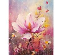 Tucocoo Kit per dipingere con i numeri, motivo: fiori di magnolia, tela fai da te, pittura a olio digitale per adulti, con pennelli e pigmento acrilico, bellissimo fiore floreale per la decorazione