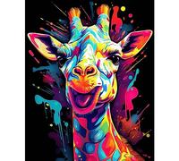 Tucocoo Kit per dipingere con i numeri, motivo: giraffa colorata, 40,6 x 50,8 cm, pittura a olio digitale per adulti, con pennelli e pigmento acrilico, stile graffiti con animali, per la decorazione