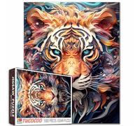 Tucocoo Majestic Tiger Puzzle da 1000 pezzi per adulti, vibrante puzzle della tigre della giungla con vortici astratti - Quilling Art Challenging Fantasy Animal Puzzle per consapevolezza, decorazione