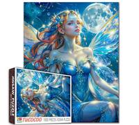 Tucocoo Moonlight Fairy - Puzzle da 1000 pezzi per adulti, puzzle fantasy blu incantato con ali eleganti, tema magico cielo notturno, puzzle impegnativo regalo per donne adolescenti, decorazione per