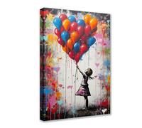 Tucocoo Opera d'arte per pareti di casa Banksy Little Girl Immagini colorate palloncini dipinti 1 pannello tela Street Pop Art opera d'arte moderna decorazione per la casa per soggiorno incorniciato