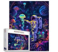 Tucocoo Puzzle artistico con dinosauro viola, 1000 pezzi, puzzle per adulti, puzzle astronauta astronauta astratto, per impegnativi giochi di attività familiari, puzzle colorato fai da te per