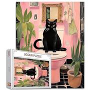 Tucocoo Puzzle con gatto nero, 1000 pezzi, puzzle per adulti, puzzle botanico rosa da bagno per impegnativi giochi di attività familiari colorati fai da te per regali decorativi per la casa