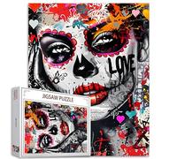 Tucocoo Puzzle con ritratto di ragazza per adulti, 1000 pezzi, graffiti alla moda scheletro donna puzzle colorato fai da te per regali di decorazione domestica, puzzle per famiglia, perfetto per